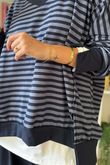 The Sunday Morning Stripe V Slouch Sweatshirt Navy Denim